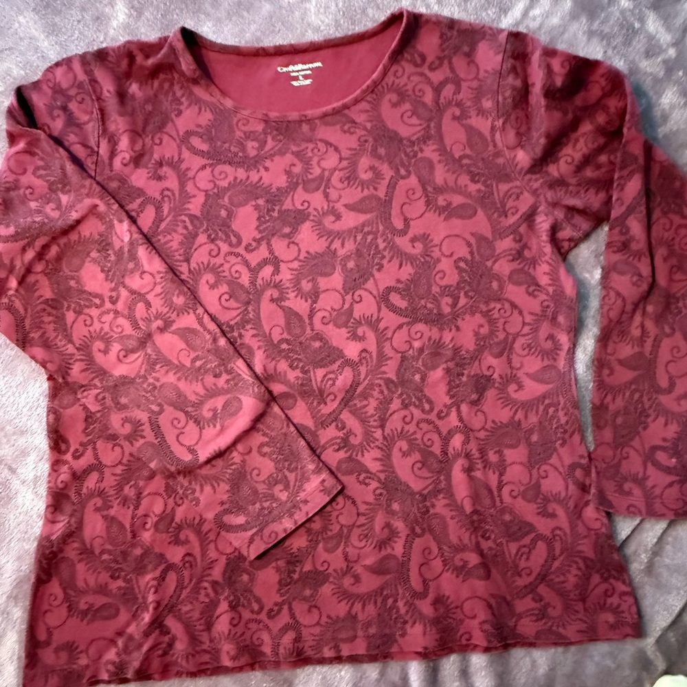 Croft & Barrow Maroon Patterned Top